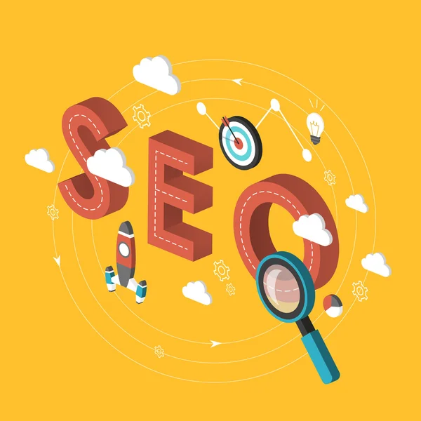 Seo 概念 3d 等距分布图 — 图库矢量图片