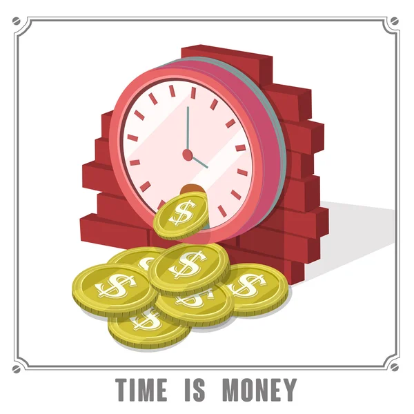 Time is money concept 3d isometric infographic — Stock Vector