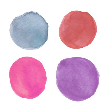 set of round watercolor stains  clipart