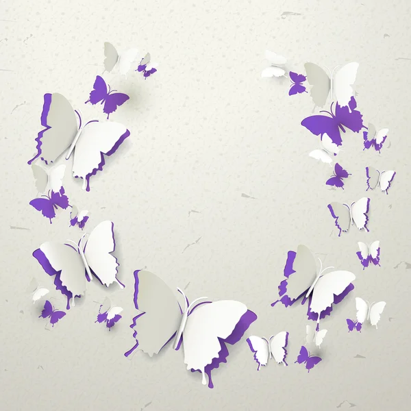 Elegáns papír pillangók kivágott háttér — Stock Vector