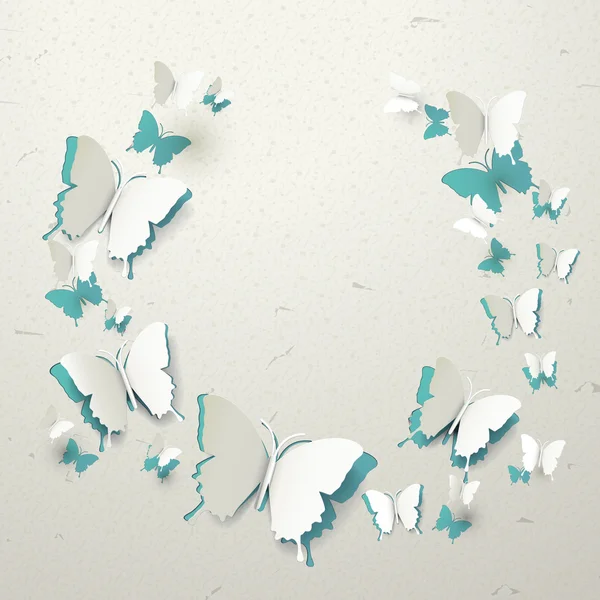 Elegante carta farfalle cut-out sfondo — Vettoriale Stock