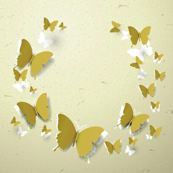 Elegant paper butterflies cut-out background — Stock Vector