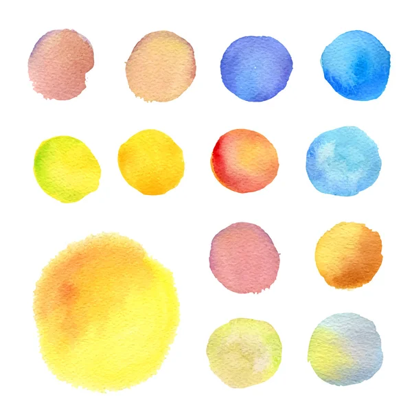 Set van ronde aquarel vlekken — Stockvector