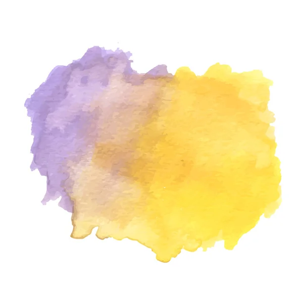 Акварельні мазки пензлем у фіолетовому та жовтому кольорах — стоковий вектор