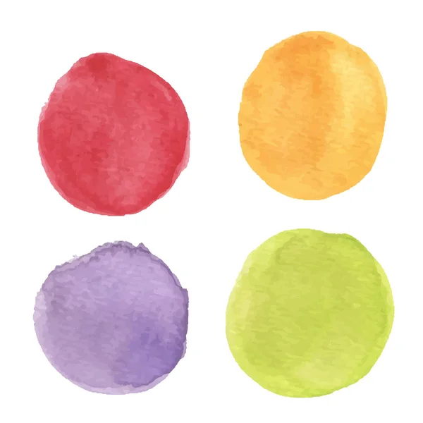 Set van ronde aquarel vlekken — Stockvector