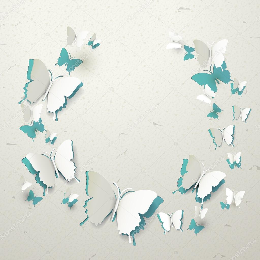 elegant paper butterflies cut-out background