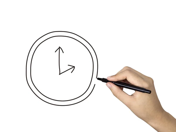 Clock icon drawn by human hand — Stock Photo, Image