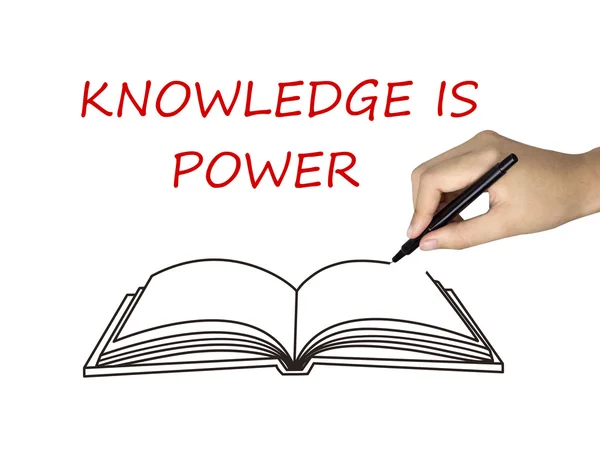 Conhecimento é poder escrito pela mão humana — Fotografia de Stock