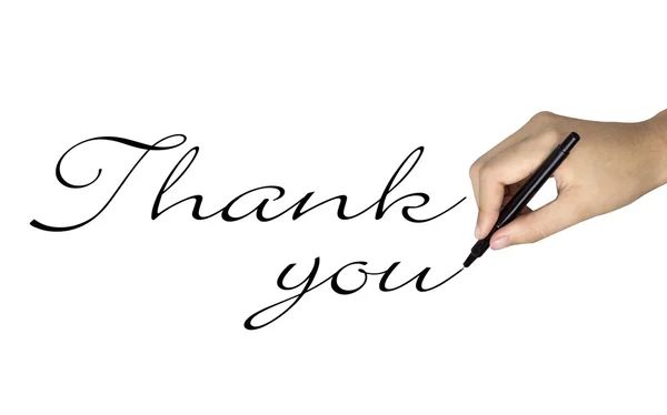 Thank you words written by human hand — Stock Photo, Image