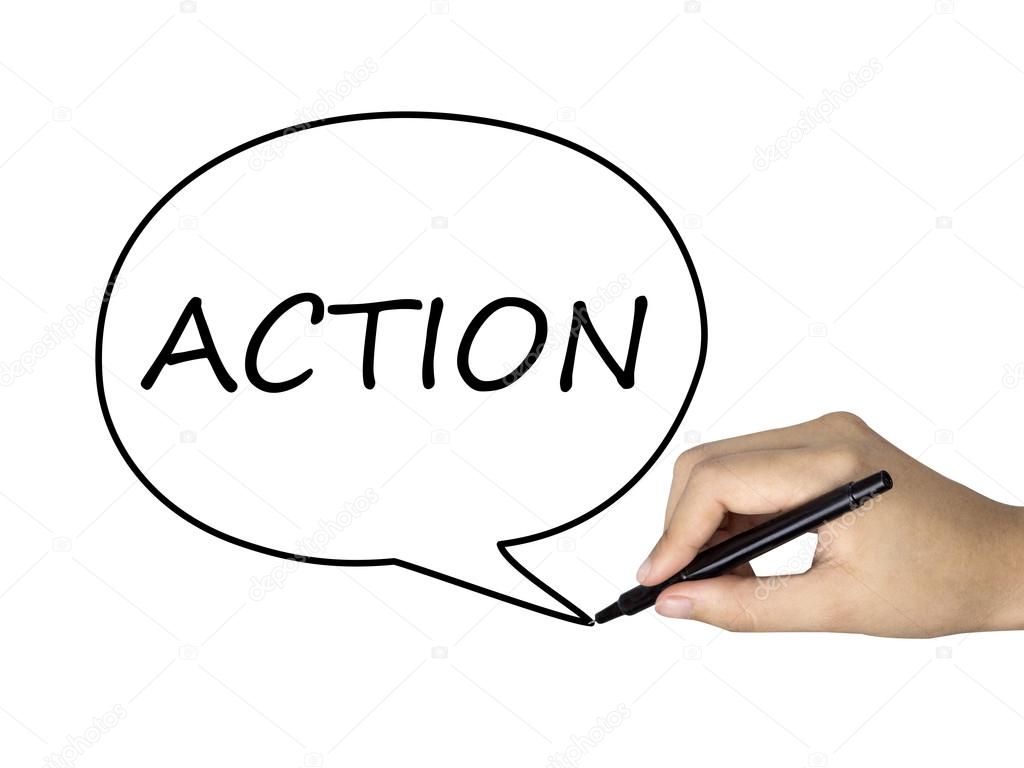 action word in speech bubble 