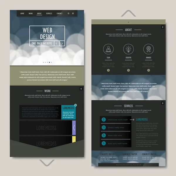 Basitlik bir sayfa web sitesi tasarım şablonu — Stok Vektör