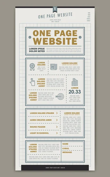 Retro bir sayfa web sitesi tasarım şablonu — Stok Vektör