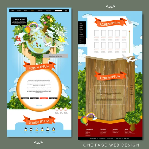 Eco concept design modello sito web di una pagina — Vettoriale Stock