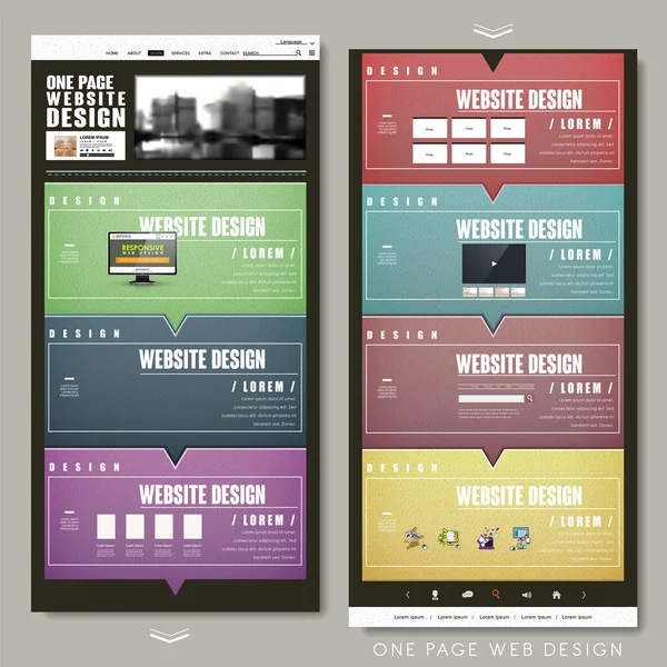 Coloré conception de modèle de site Web d'une page — Image vectorielle