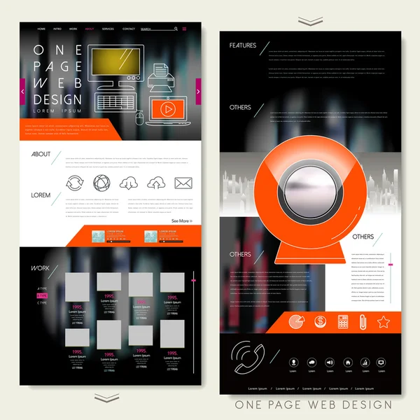 技術的な 1 つのページ web サイト テンプレート デザイン — ストックベクタ