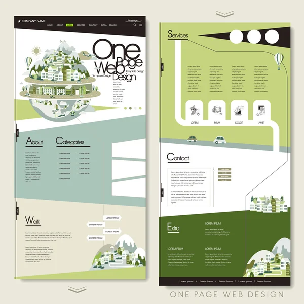 Οικολογία μία σελίδα πρότυπο ιστοσελίδα του σχεδιασμού — Διανυσματικό Αρχείο