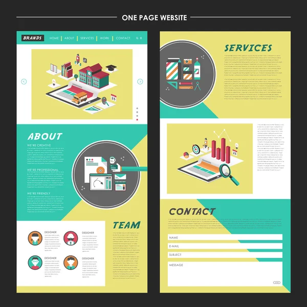 素敵な 1 つのページ web サイト テンプレート デザイン — ストックベクタ