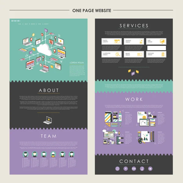 现代单页网站模板设计 — 图库矢量图片