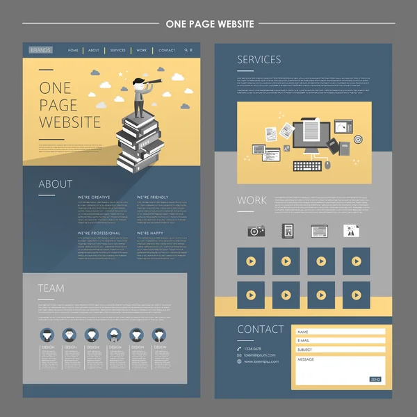 Concept d'entreprise conception de modèle de site Web une page — Image vectorielle