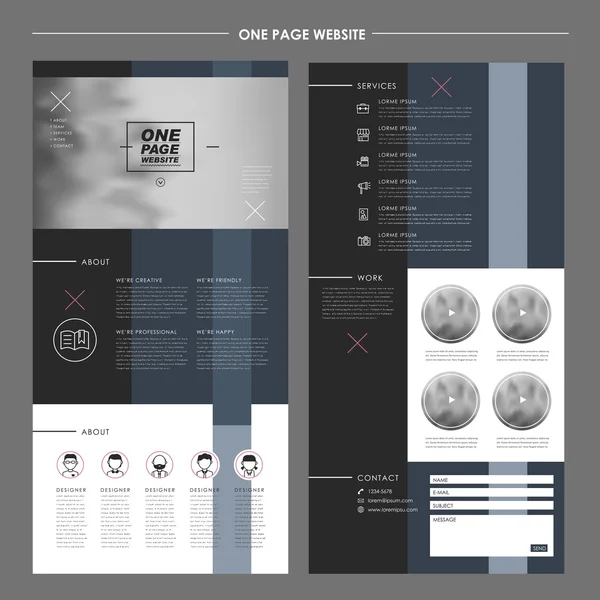 Elegante design del modello di sito web di una pagina — Vettoriale Stock
