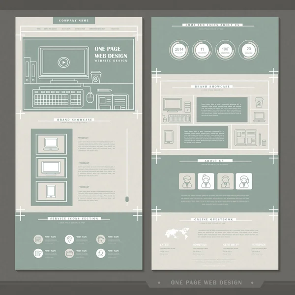 Elegante één pagina sjabloon websiteontwerp — Stockvector
