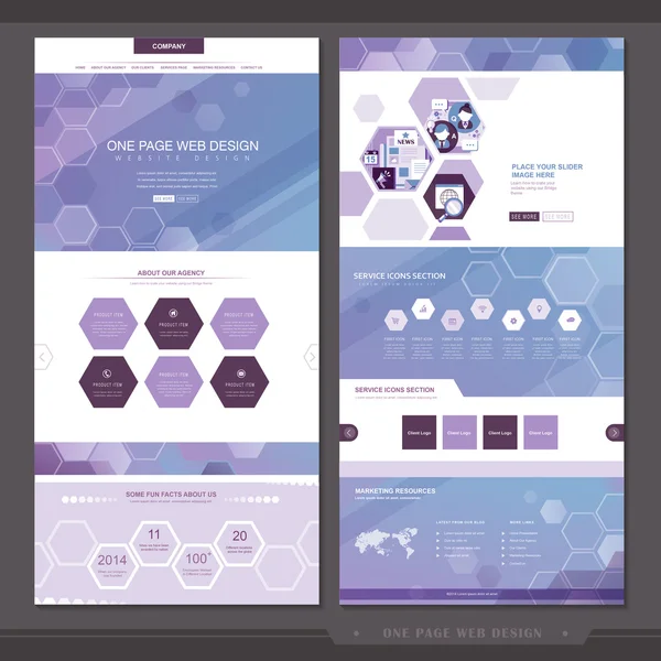 抽象的な 1 つのページ web サイト テンプレート デザイン — ストックベクタ