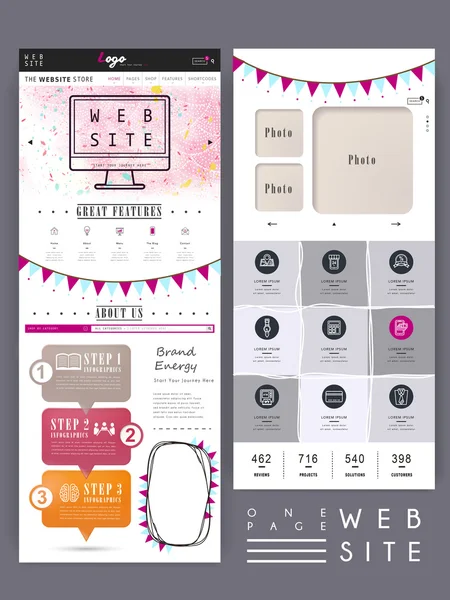素敵な 1 つのページ web サイト テンプレート デザイン — ストックベクタ