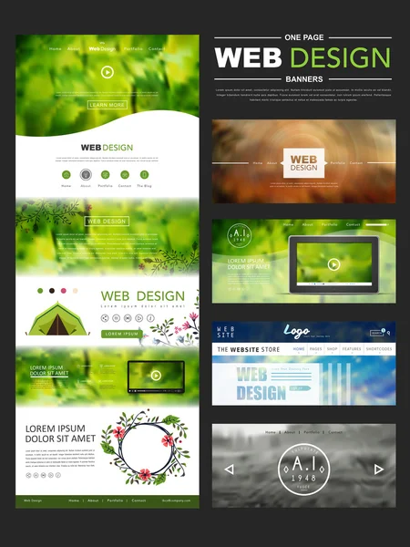 抽象的な 1 つのページ web サイト テンプレート デザイン — ストックベクタ