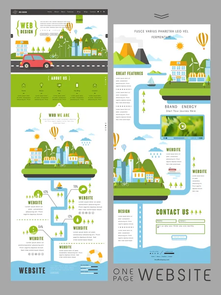 Indah modern satu halaman desain template situs - Stok Vektor