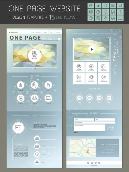 Design de modèle de site Web à la mode d'une page — Image vectorielle