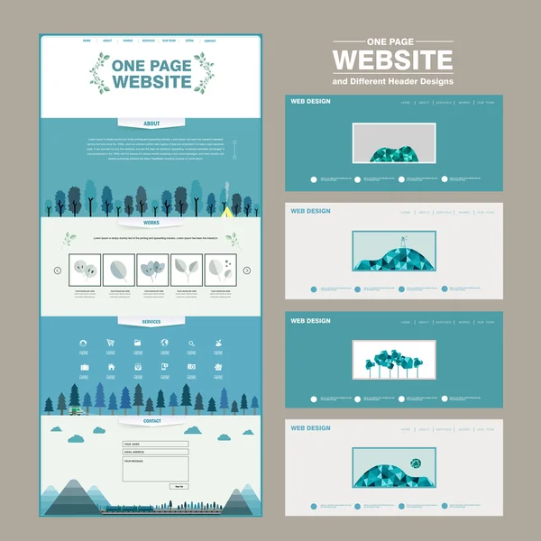 Lovely one page website template design — Stock Vector