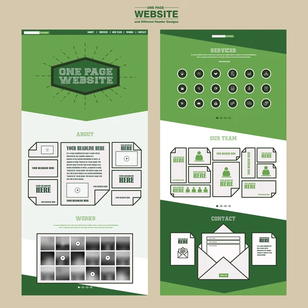 Moderno Una página Diseño de plantilla de sitio web — Archivo Imágenes Vectoriales