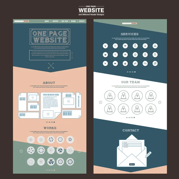 Simplicidad diseño de plantilla de sitio web de una página — Archivo Imágenes Vectoriales