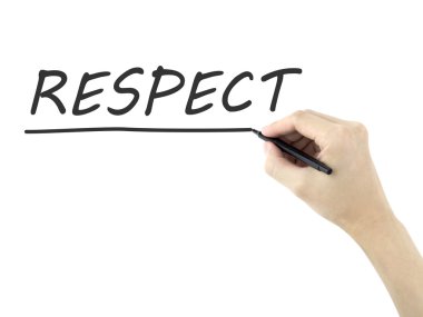 erkek eli tarafından yazılmış kelime saygı