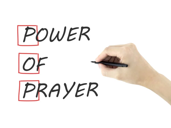 Moc modlitwy napisany przez dłoń człowieka — Zdjęcie stockowe