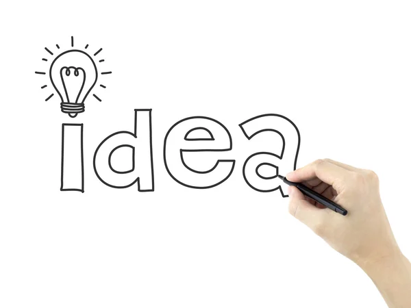 Idea word written by man's hand — Stock Photo, Image