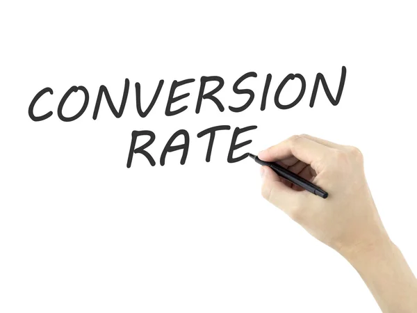 Conversion rate words written by man's hand — Stock Photo, Image