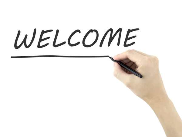 Welcome word written by man's hand — Stock Photo, Image