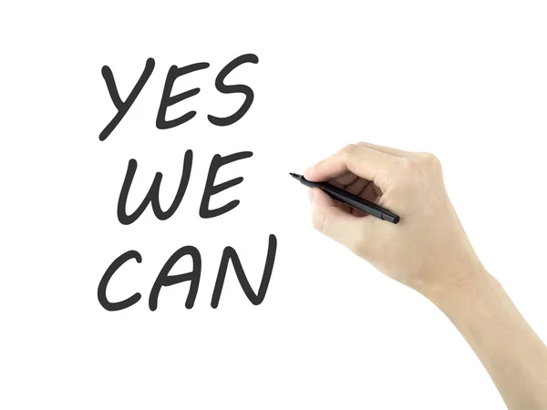 Yes we can words written by man's hand — Stock Photo, Image