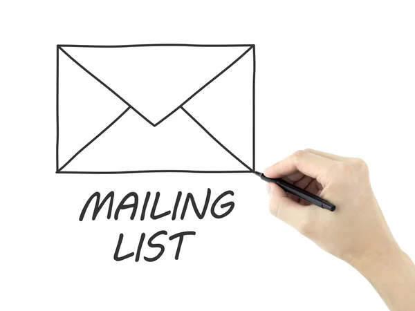Mailing list drawn by man's hand — Stock Photo, Image