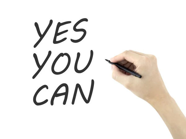 Yes you can words written by man's hand — Stock Photo, Image