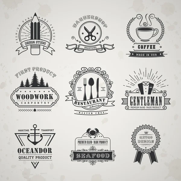 Conjunto emblemas de estilo vintage — Vector de stock