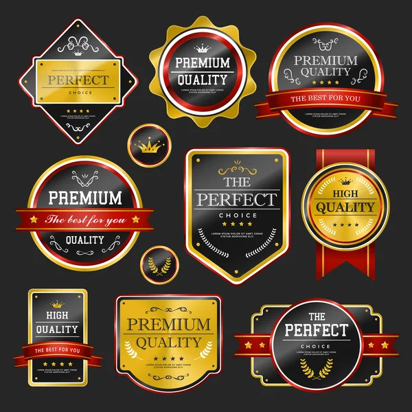 Premium quality sparkling golden labels collection — Stock Vector