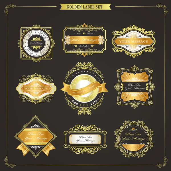 Elegant premium quality golden labels collection — Stock Vector