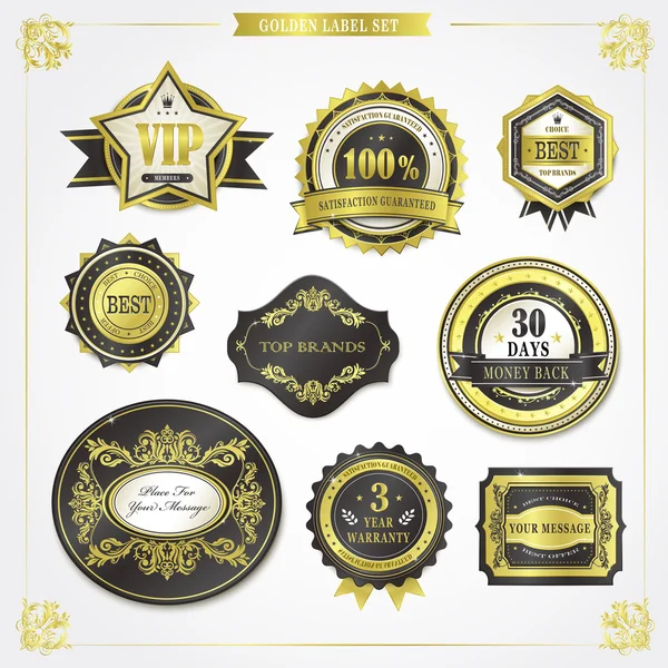 Elegant premium quality golden labels collection — Stock Vector