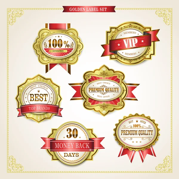 Elegante premium kwaliteit gouden labels-collectie — Stockvector