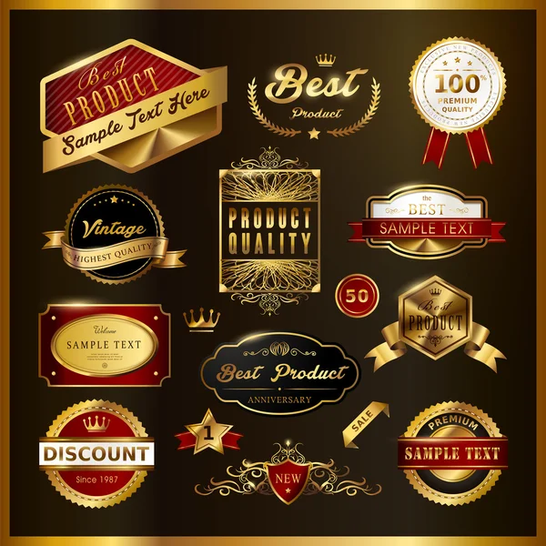 Gorgeous premium quality golden labels collection — Stock Vector