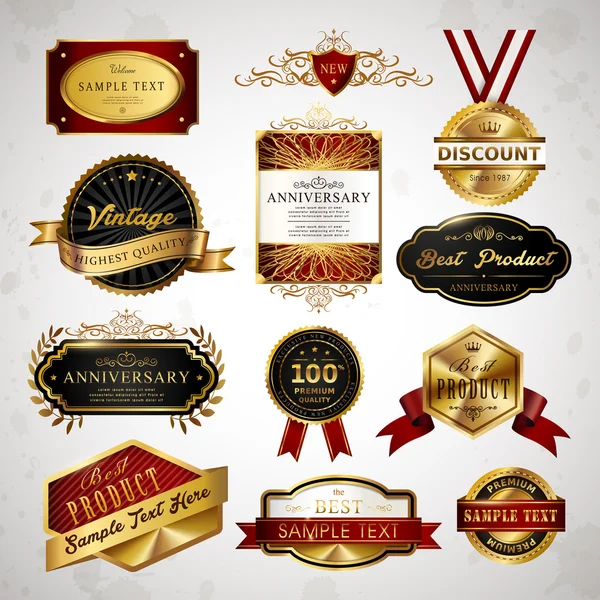 Gorgeous premium quality golden labels collection — Stock Vector