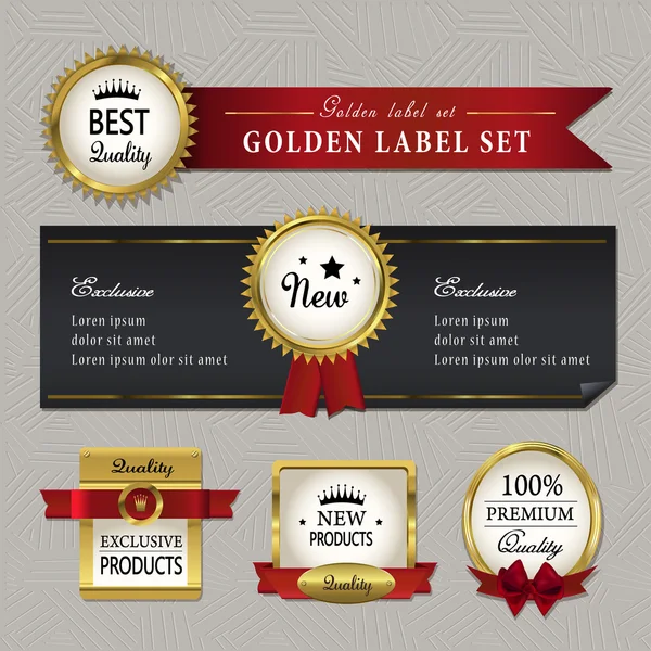 Superba colecție de etichete aurii de calitate premium — Vector de stoc