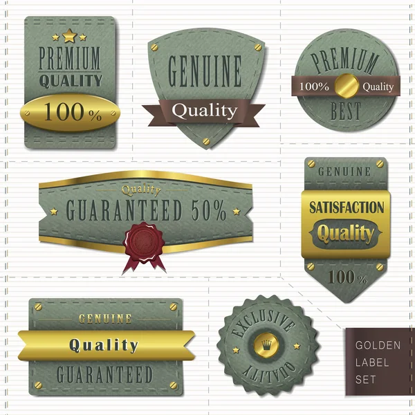 Collection d "étiquettes dorées de qualité premium rétro — Image vectorielle